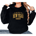 thumbnail image 1 of Retro Golden letters 2026 Happy New Year Theme Graphic Tee T Shirt Tops Trendy Hooded long-sleeved Black S-2XL, 1 of 7