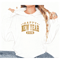 thumbnail image 1 of Retro Golden letters 2026 Happy New Year Theme Graphic Tee T Shirt Tops Trendy Hooded long-sleeved White S-2XL, 1 of 6