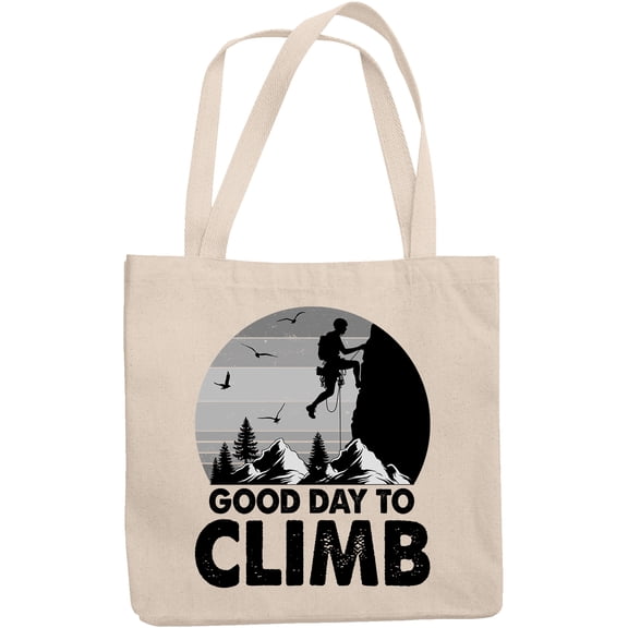 Retro Good Day to Climb, Mountain Climbing Enthusiast or Rock Climber, 12oz Canvas Tote Bag