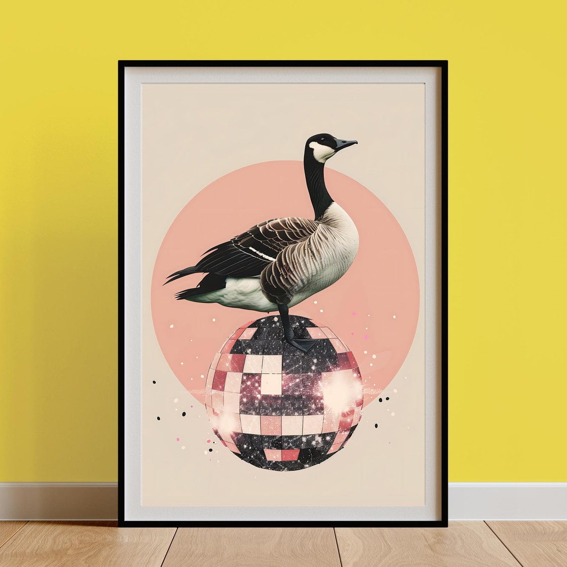 Retro Goose Wall Art, Disco 70S Duck Print,Vintage Collage Silly Goose ...