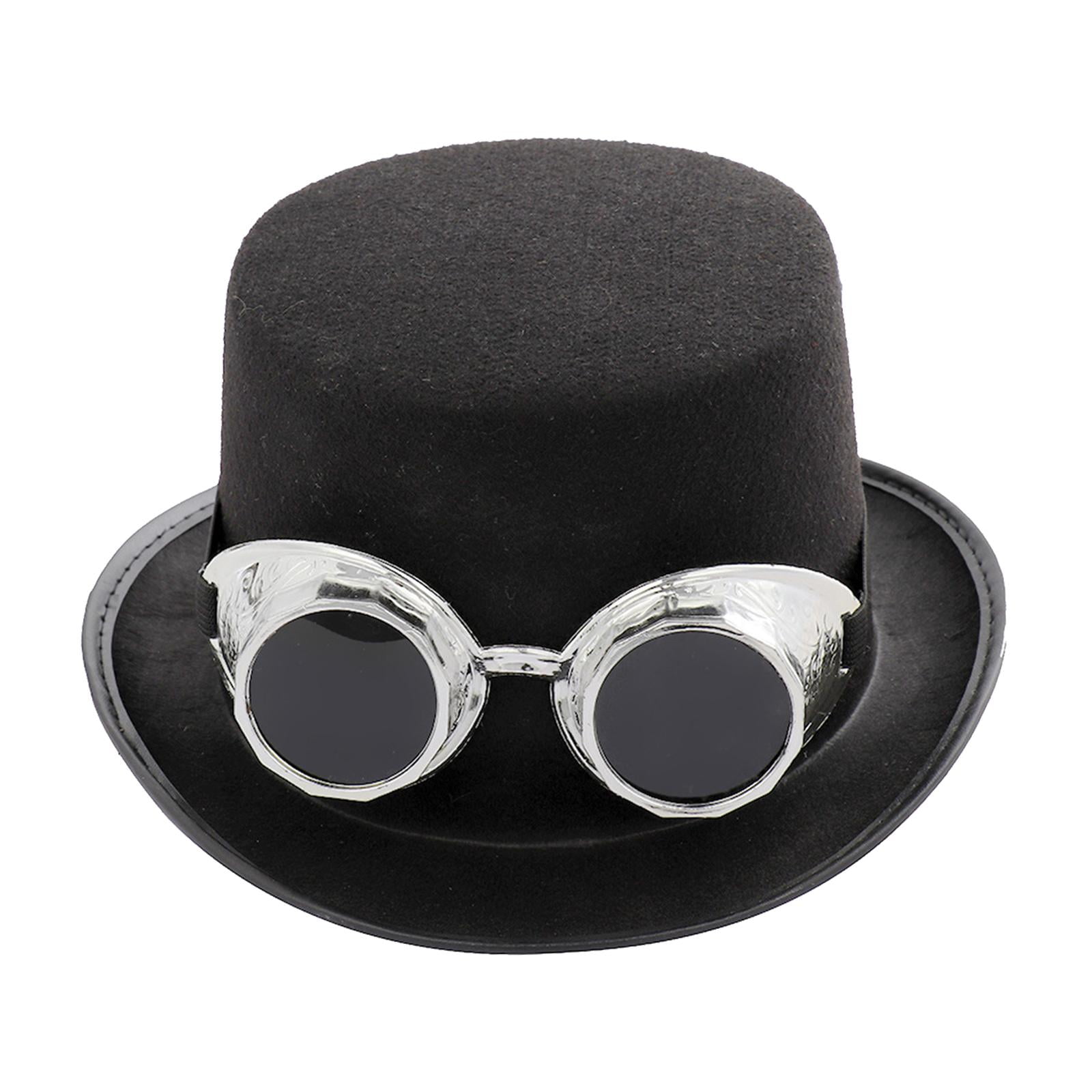 Retro Goth Steampunk Top Hat with Goggles Cosplay Costume Hat Men and