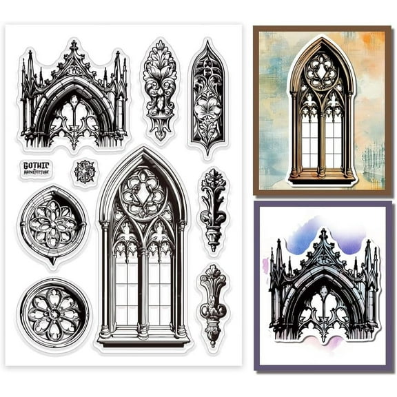 Retro Gothic Architecture Transparent Stamps for Scrapbooking Gothic Cathedral Silicone Clear Stamp for Card Making Journal Embossing Photo Album Decor