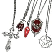 Retro Gothic Bat Coffin Necklace Adjustable Alloy Chain Arrows Heart Star Charm Alternative Jewelry for Unique Styles