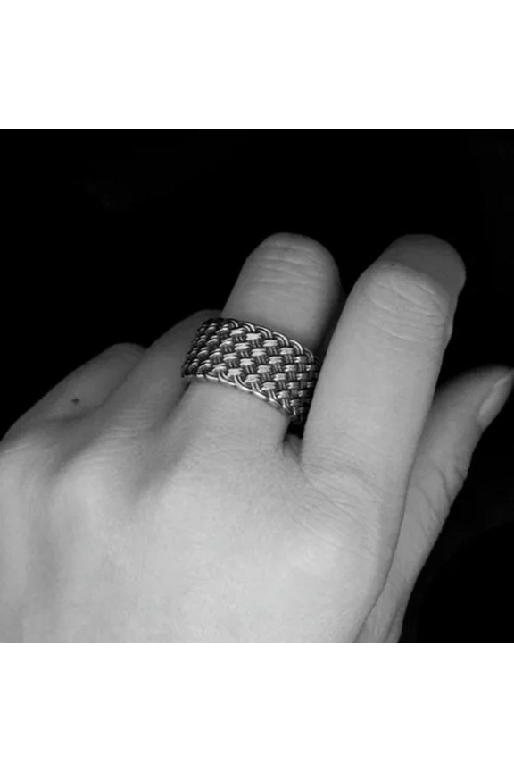 Retro Gothic Design Men's Jewelry Titanium Steel Punk Band Weave Ring Size 7-12