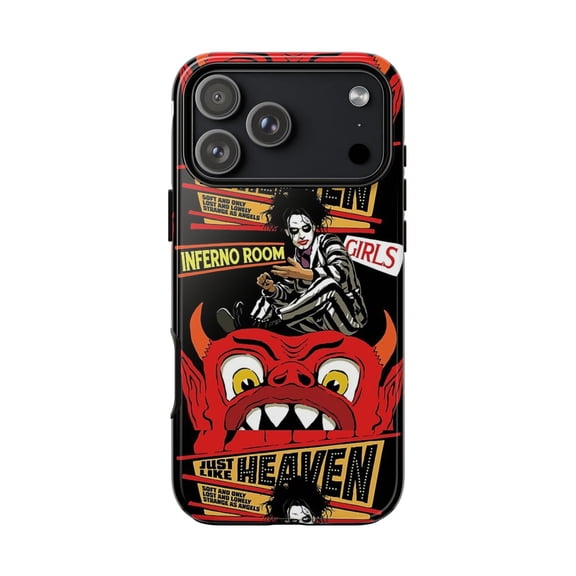 Retro Gothic Horror Tough Phone Case for iPhone 7 to 17 Pro Max, Glossy Shockproof Dual Layer Protective Cover, Dark Art Gift for Fans