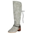 thumbnail image 1 of Retro Gothic Knee High Boots Women Wide Calf Low Block Heel Casual Motorcycle Boots Cowgirl Cowboy Boots Wide Fit Side Zip Western Shoes Sale Clearance US Size 4 5 6 7 8 9, 1 of 7