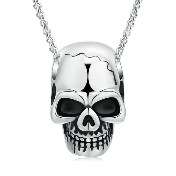 Retro Gothic Skull Style Cremation Urn Necklaces for Ashes Stainless Steel Men's Personalized Vintage Punk Skull Urn Necklace Pendant