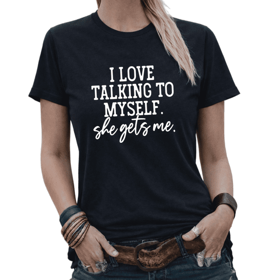 Retro Gradient Adult Quote Womens Print Tshirt Graphic Tees White/Black S-5XL Tops
