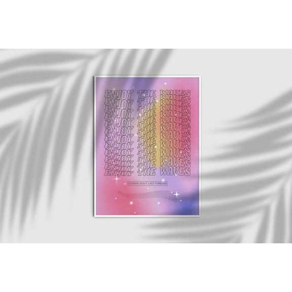 Retro Gradient Aura 70s Psychedelic Art, Stretched Canvas 16x20in