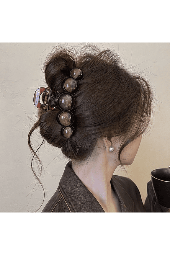 Retro Gradient Beaded Hair Claw 11Cm Women's Geometric Plastic Hairpin Shark Clip Fashion Everything Hair Clip Hair Accessories