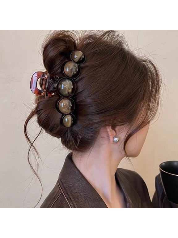 Retro Gradient Beaded Hair Claw 11Cm Women's Geometric Plastic Hairpin Shark Clip Fashion Everything Hair Clip Hair Accessories