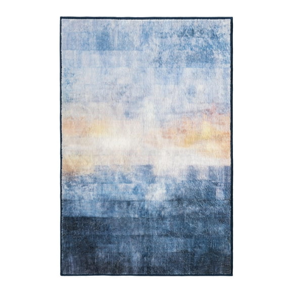 Retro Gradient Color Area Rug, Boho Style Washable Non-Slip Rug, 2 x 3 ft, Dark Blue, 1 Pack