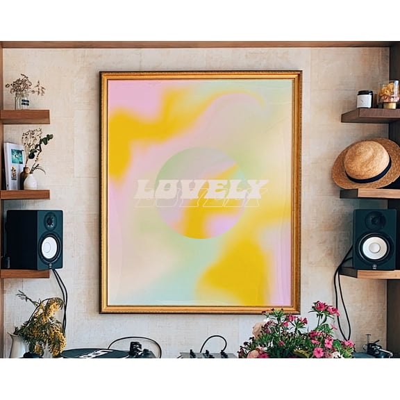 Retro Gradient Poster, Aesthetic Room Decor, Y2K Decor, Grainy Gradient Aura Poster, Don’t Overthink Quote, Psychedelic Home Decor, 16x24 UNFRAMED