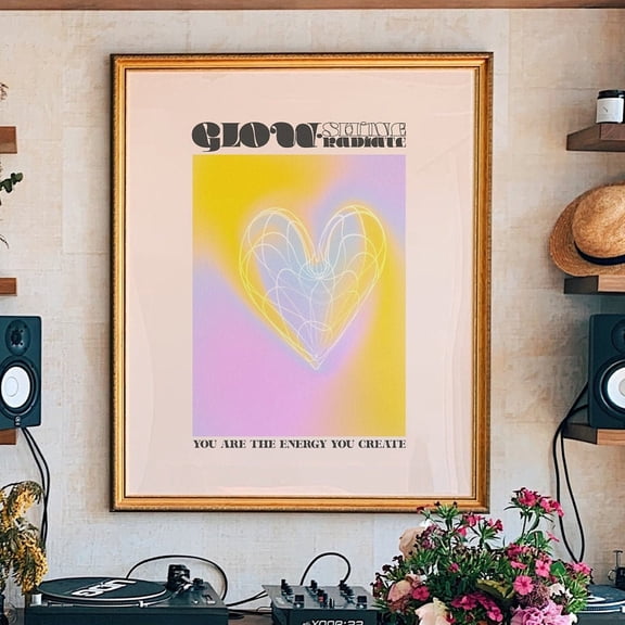 Retro Gradient Poster Aura Poster Grainy Gradient Art Y2K Room Decor Don'T Overthink Quote Psychedelic Home Decor