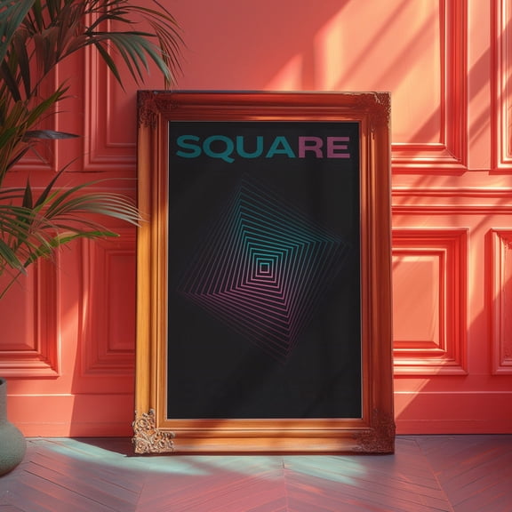 Retro Gradient Square Y2K Dorm Decor, Unframed Poster