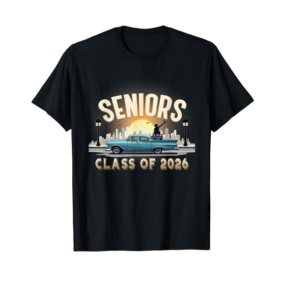 Retro Graduation Seniors Car Grad Party Class Of 2026 Men T-Shirt