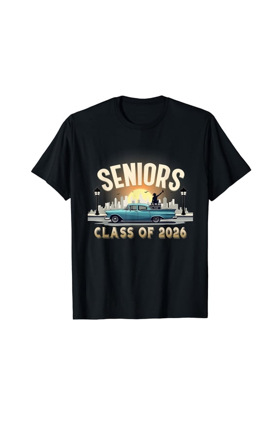 Retro Graduation Seniors Car Grad Party Class Of 2026 Men T-Shirt