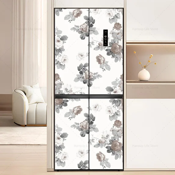 Retro Graffiti Poster Fridge Door Sticker Decals Waterproof PVC Tiling Floral Pattern Refrigerator D
