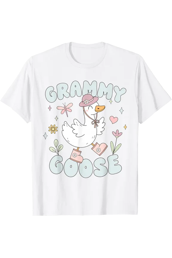 Retro Grammy Goose Cute Silly Goose Grandma Boho Floral T-Shirt
