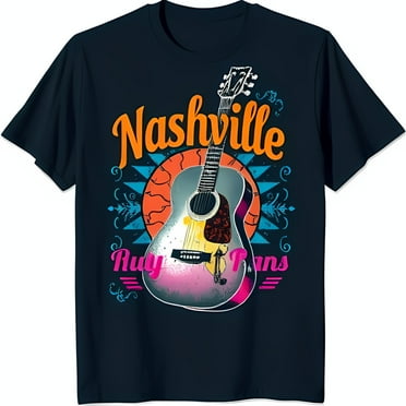 Retro Graphic Black T-Shirt for Fans Vibrant Nashville Design