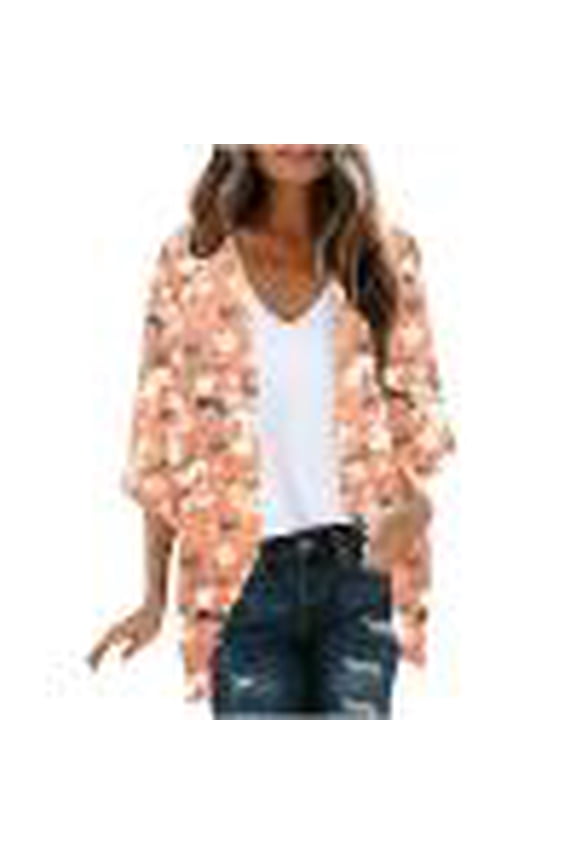Retro Graphic Cardigan for Women Lightweight Puff Sleeve Kimono Cardigan Open Front Loose Cover Up Summer Casual Blouse