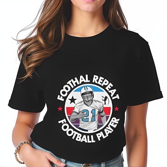 Retro Graphic Cotton Short Sleeve T-Shirt featuring Football Player 21 Design Vintage Style Casual Wear