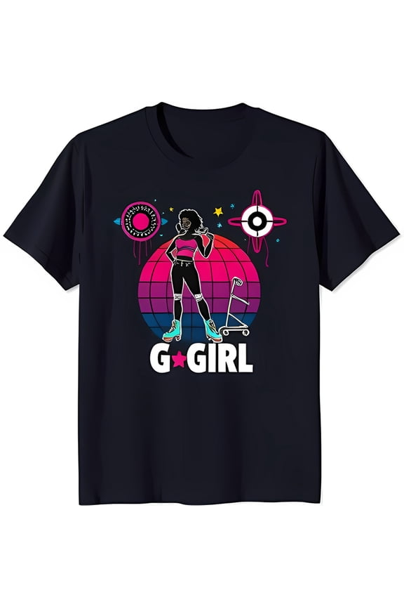 Retro Graphic T-Shirt G GIRL Design with & Stars