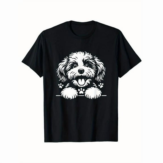 Retro Graphic Tee,Tops Has A Cute And Furry Dog Print Pattern,Round Neck Regular Fit T-shirts, Size(S-5XL)