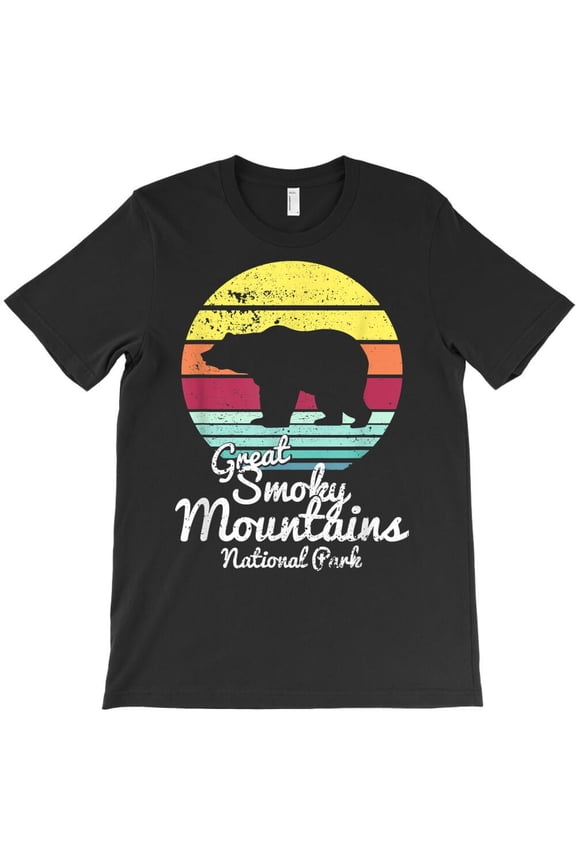 Retro Great Smoky Mountains Funny Nature Reserve TN Bear Travel - Machine Washable H36308 T-Shirt, for Men and Women, Up to Size 5XL