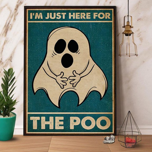 Retro Green Ghost Here For The Poo Paper Poster No Frame Matte Wall Art Decor 16 x 24 Inch Poster