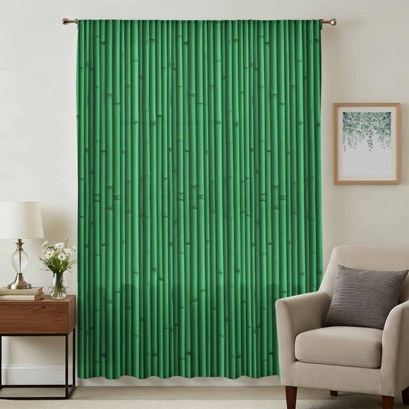 Retro Green Sheer Curtains 45 Inches Long, Vintage Rustic Plants Trees Lines Pattern Light Filering Curtains, Breathable Simi Curtain Privacy Drapes for Kitchen Bathroom Small Window Treatment