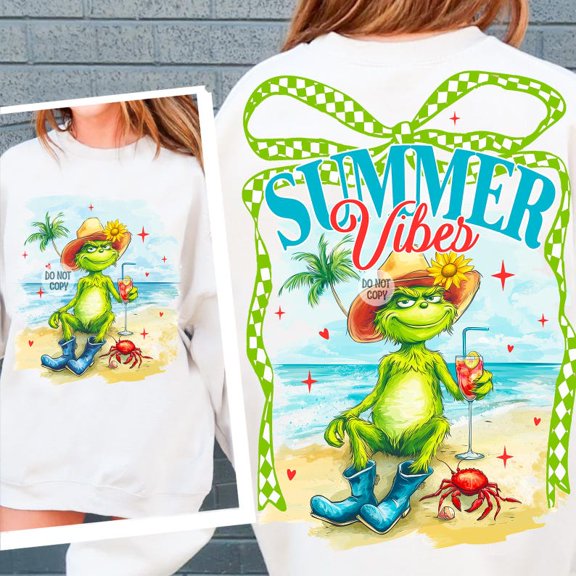 Retro Green Summer Vibes T-shirt, Trendy Summer Shirt, Summer Bow Shirt, Beach Shirt, Hello Summer Shirt, Summer Coquette Shirt, Preppy Summer Tee TH190543
