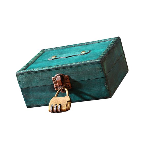 Retro Green Wooden Accessory Box Lockable Container For Storage And Travel Use