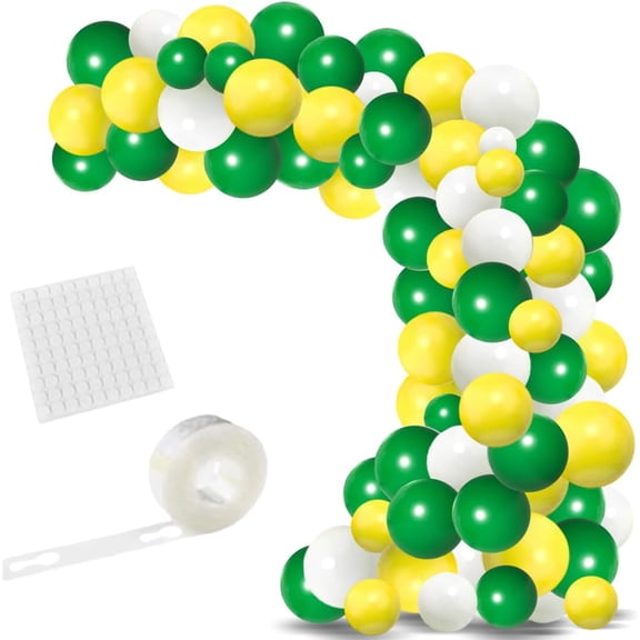 Retro Green Yellow Balloons Arch Garland Kit, 122PCS Dark Green and Yellow Balloons Yellow White Balloons Golf Party for Birthday Forest Tractor Soccer Birthday Graduation Party Decorations