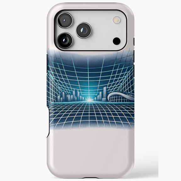 Retro Grid City Synthwave Futuristic Tunnel for iPhone Case 11 through 17 Pro Max