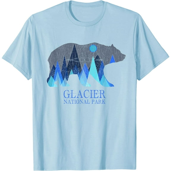 Retro Grizzly Bear Glacier National Park Unisex T-Shirt for Men Women Kids Toddler