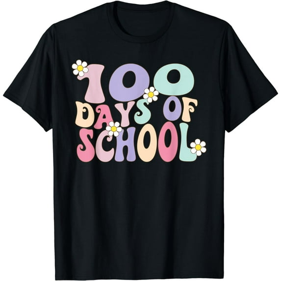Retro Groovy 100 Days Of School Teachers kids toddler girls T-Shirt