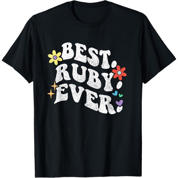 Retro Groovy Best RUBY Ever First Name Mothers Day Girl T-Shirt
