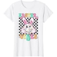 thumbnail image 1 of Retro Groovy Bunny Graphic T-Shirt with Checkerboard Design for Fun Easter Vibes, 1 of 5