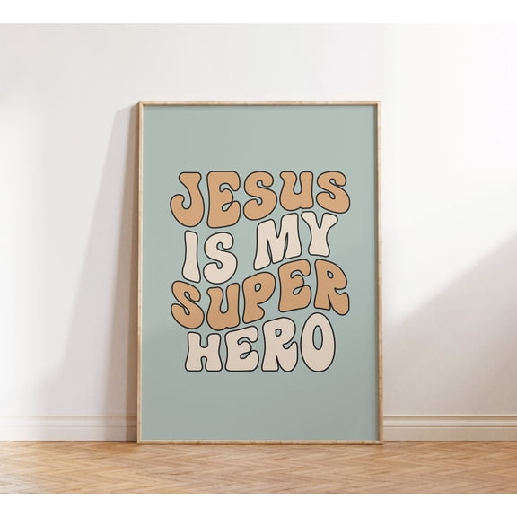 Retro Groovy Christian Bible Verse Wall Decor Art, Stretched Canvas 8x10in