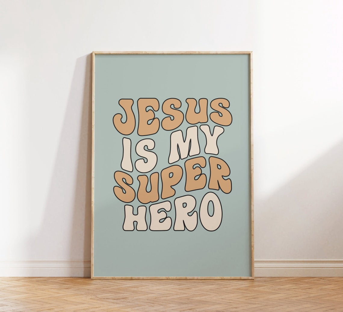 Retro Groovy Christian Bible Verse Wall Decor Art, Unframed Paper ...
