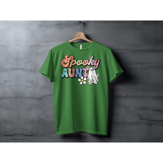 Retro Groovy Cool Aunt Halloween Auntie Gift T-Shirt T Shirt Women Ladies Little Sister Sister Gift Tshirt Cool Halloween Season T Shirt