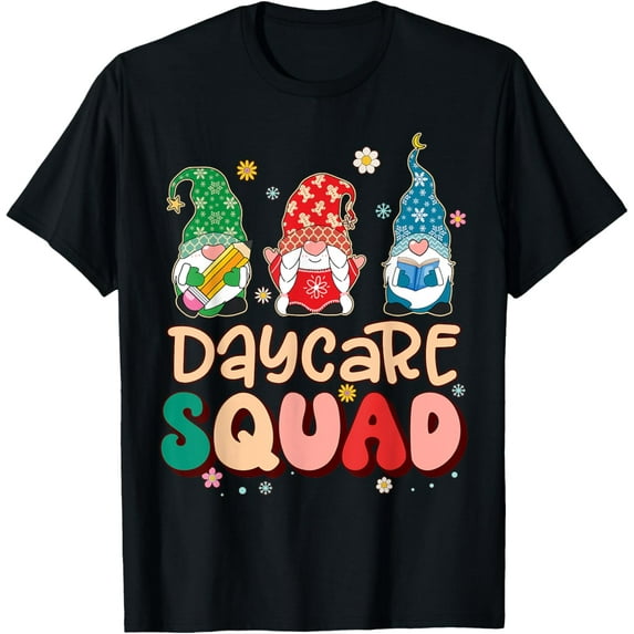 Retro Groovy Daycare Squad Gnome Teacher Boy Girl Christmas T-Shirt