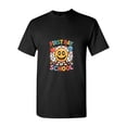thumbnail image 1 of Retro Groovy First Day Back To School Smile Face Themed Gift Unisex T-Shirt, up to size 5XL, 1 of 2