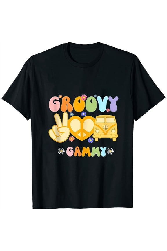 Retro Groovy Gammy Grandma Hippie Family Matching Mother Day T Shirt Black