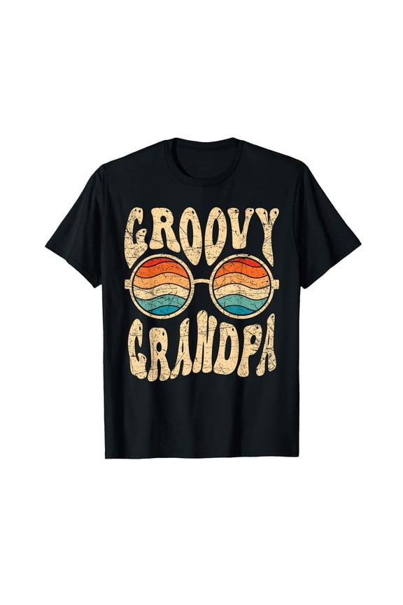 Retro Groovy Grandpa Vintage 70s Style Sunglasses Graphic Men's T-Shirt Funny Father's Day Gift Distressed Apparel