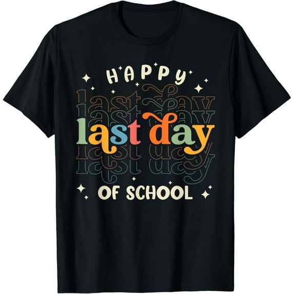 Retro Groovy Happy Last Day Of School Grad 2024 Kids Teacher T-Shirt