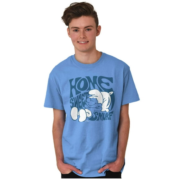 Retro Groovy Home Sweet Smurf Cartoon Men's Graphic T Shirt Tees Brisco Brands S