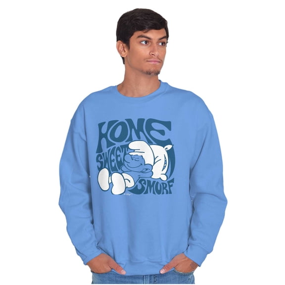 Retro Groovy Home Sweet Smurf Cartoon Sweatshirt for Men or Women Brisco Brands S
