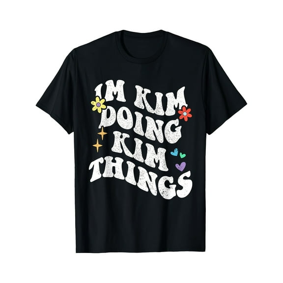 Retro Groovy Im Kim Doing Kim Things Funny Mothers Day T-Shirt - 220g